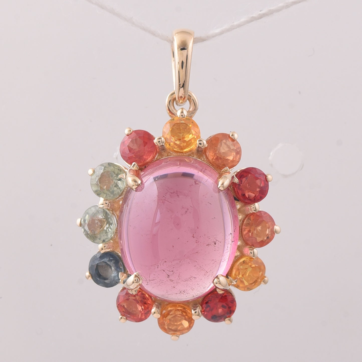 5.62 Ct Oval Tourmaline 9K Gold Pendant