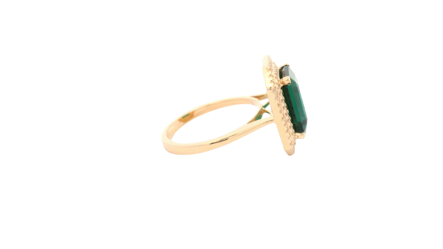 4.62 Ct Octagon Lab Grown Emerald 14K Gold Ring