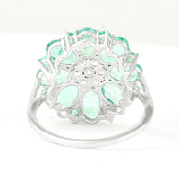 3.56 Ct Oval Mixed Cut, Round Mixed Cut Natural Emerald 950 Platinum Ring