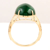 12.69 Ct Oval Cabochon Emerald 14K Gold Ring