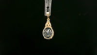 3.43 Ct Oval Mixed Cut Natural Corundum Sapphire 14K Gold Pendant