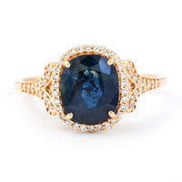 2.31 Ct Cushion Mixed Cut Natural Sapphire 14K Gold Ring
