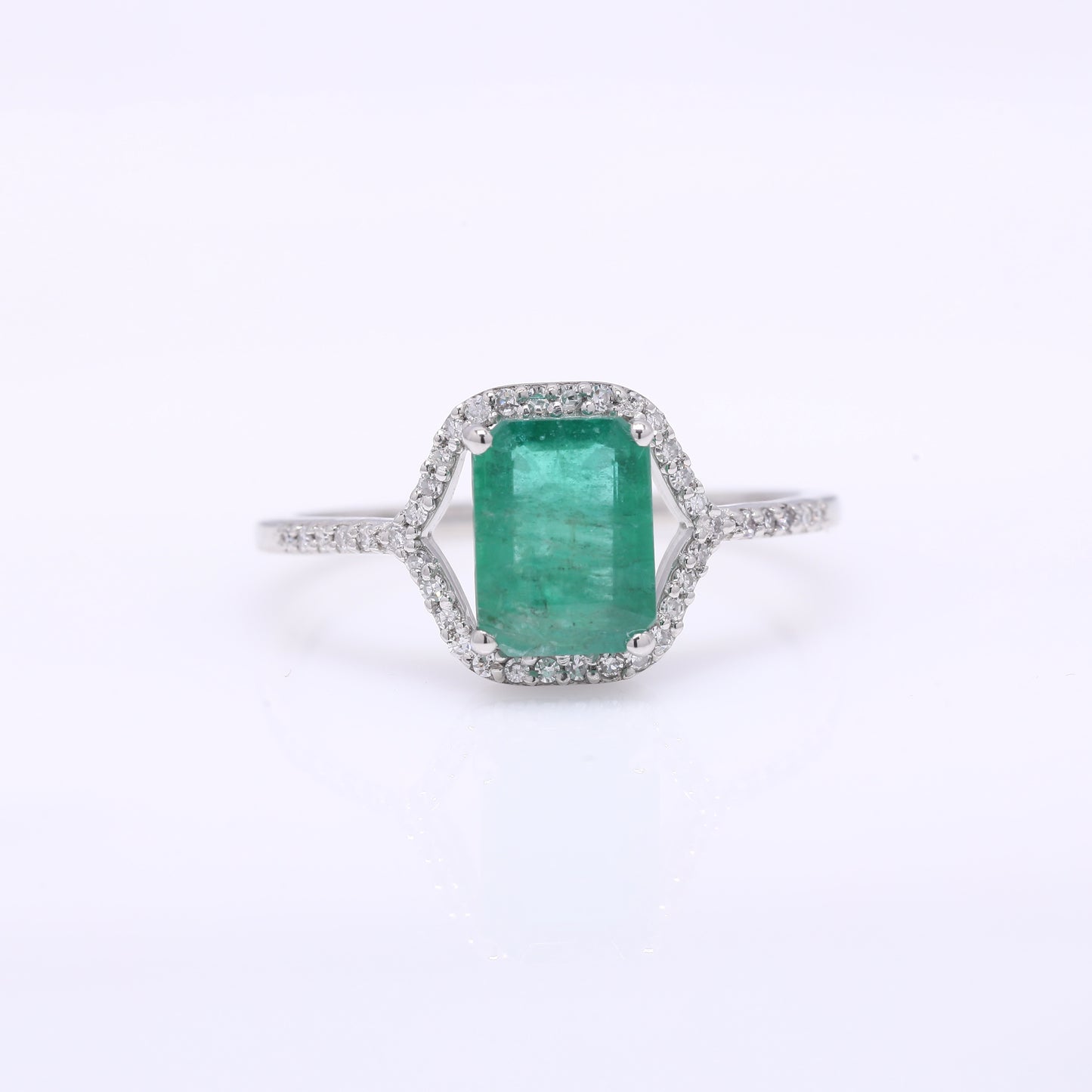 1.56 Ct Octagon Step Cut Natural Emerald 950 Platinum Ring