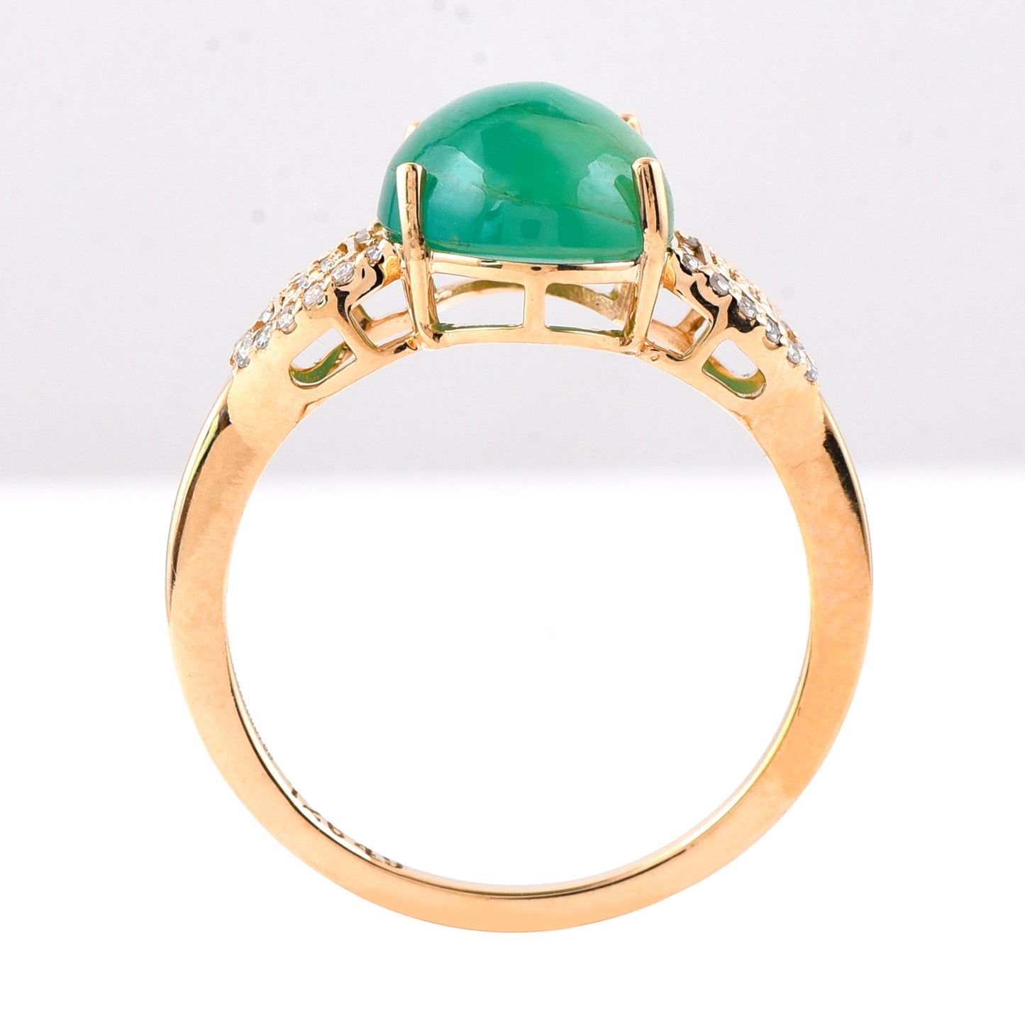 3.90 Ct Oval Cabochon Cut Natural Emerald 14K Gold Ring