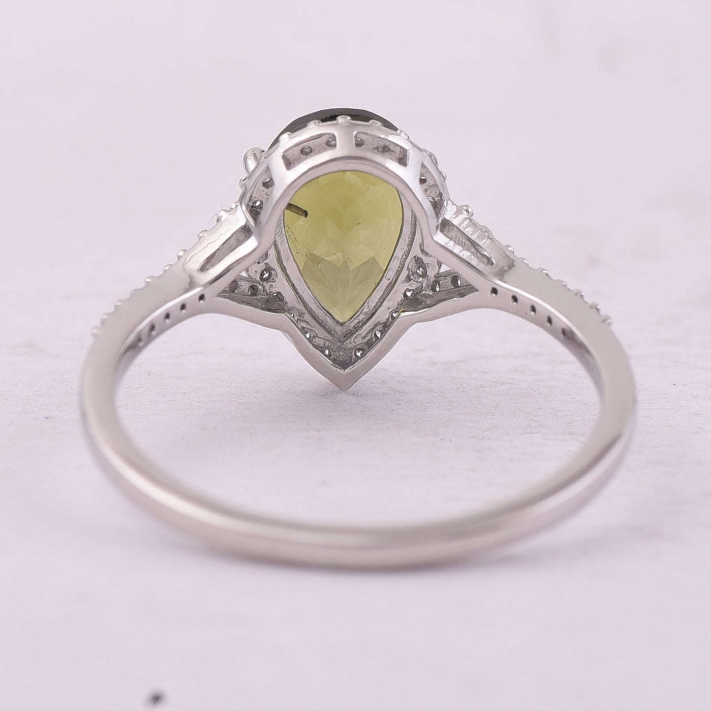 1.44 Ct Pear Mixed Cut Natural Green Tourmaline 950 Platinum Ring