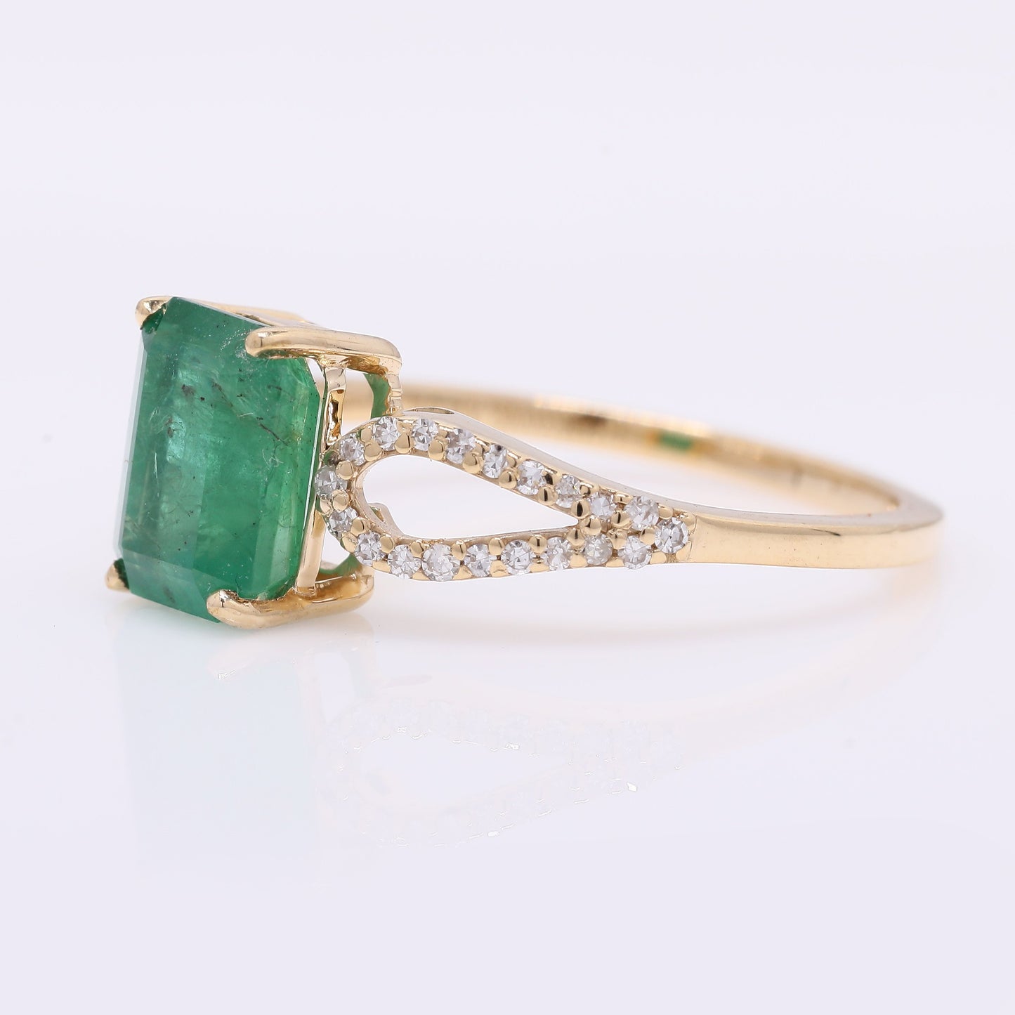 1.82 Ct Octagon Step Cut Natural Emerald 14K Gold Ring