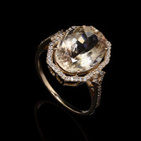 6.25 Ct Oval Mixed Cut Natural Sunstone 14K Gold Ring