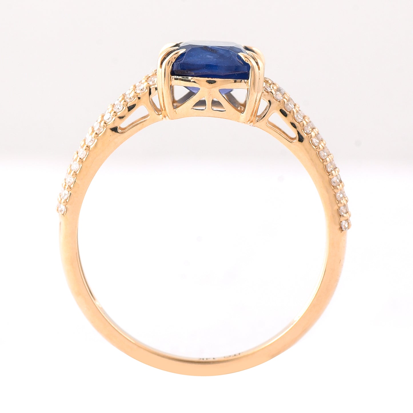 2.19 Ct Cushion Mixed Cut Natural Sapphire 14K Gold Ring