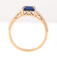 2.19 Ct Cushion Mixed Cut Natural Sapphire 14K Gold Ring