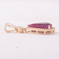 3.45 Ct Pear Ruby 9K Gold Pendant