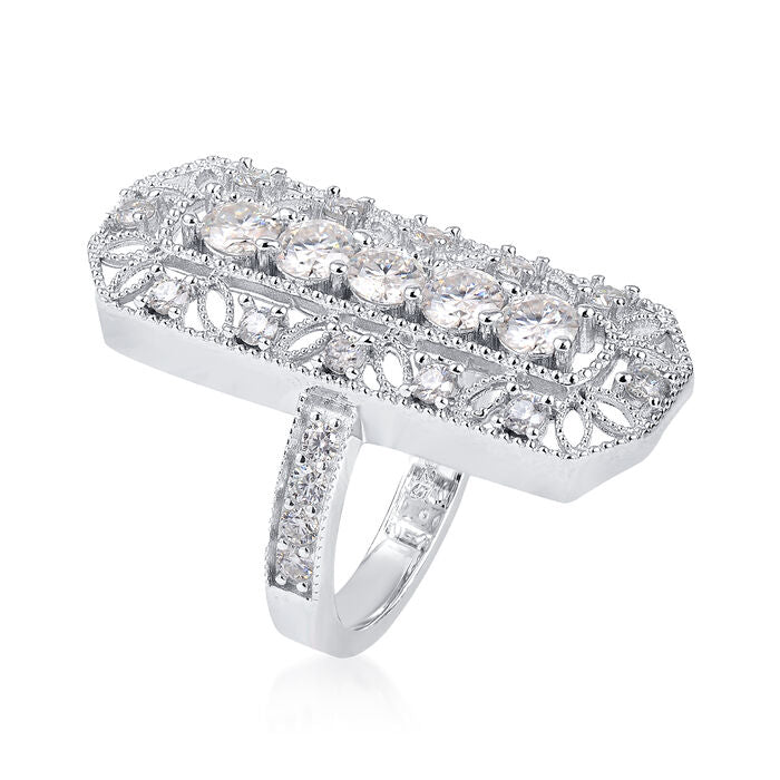 1.75 ct. Moissanite Round Sterling Silver Women Ring Size 9