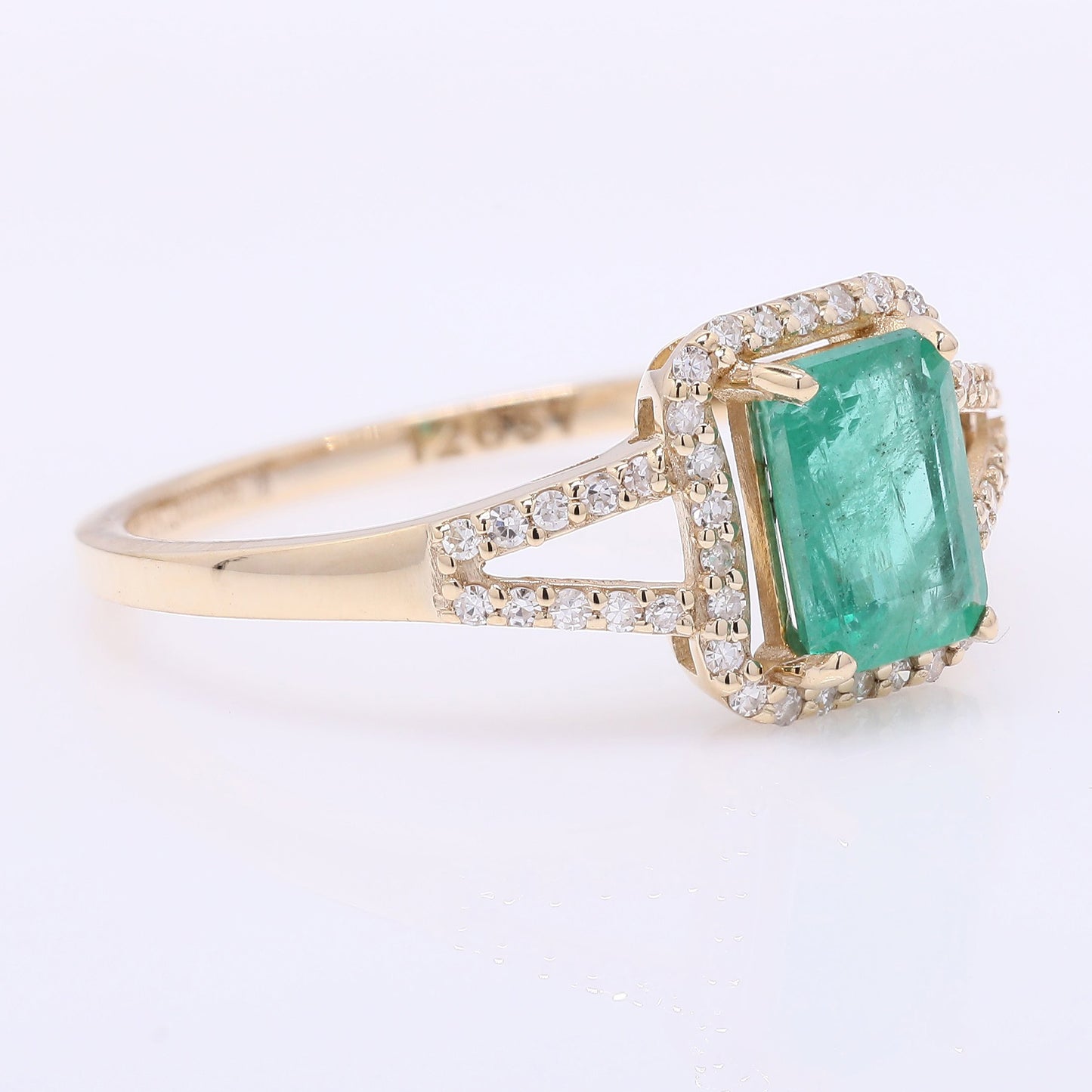 1.05 Ct Octagon Step Cut Natural Emerald 14K Gold Ring