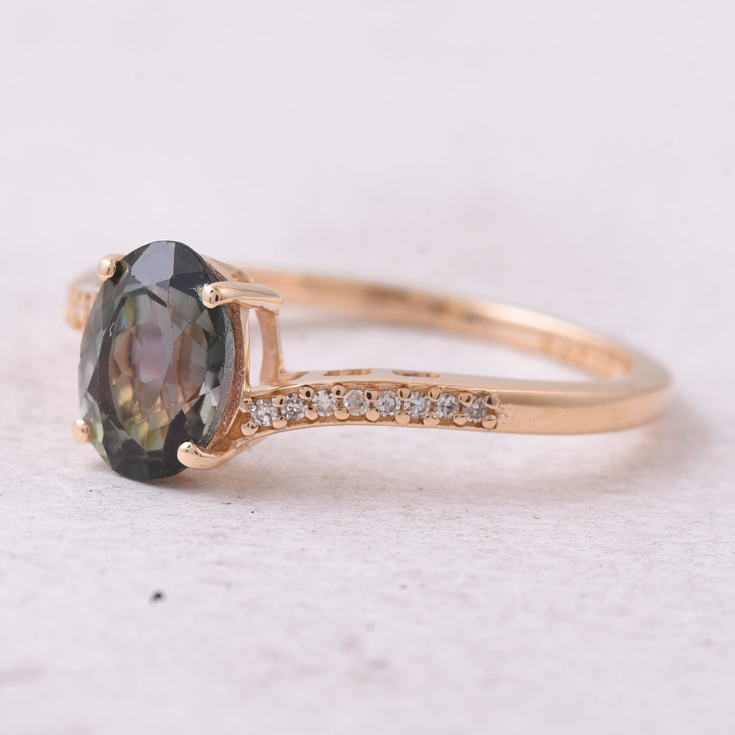 1.35 Ct Oval Natural Green Tourmaline 14K Gold Ring
