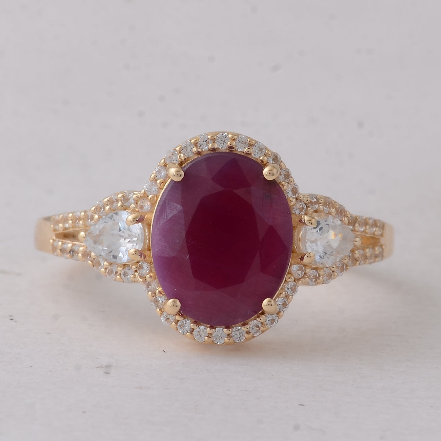 4.01 Ct Oval Ruby 9K Gold Ring
