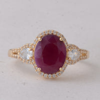 4.01 Ct Oval Ruby 9K Gold Ring
