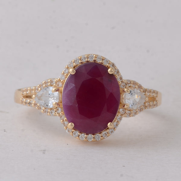4.01 Ct Oval Ruby 9K Gold Ring