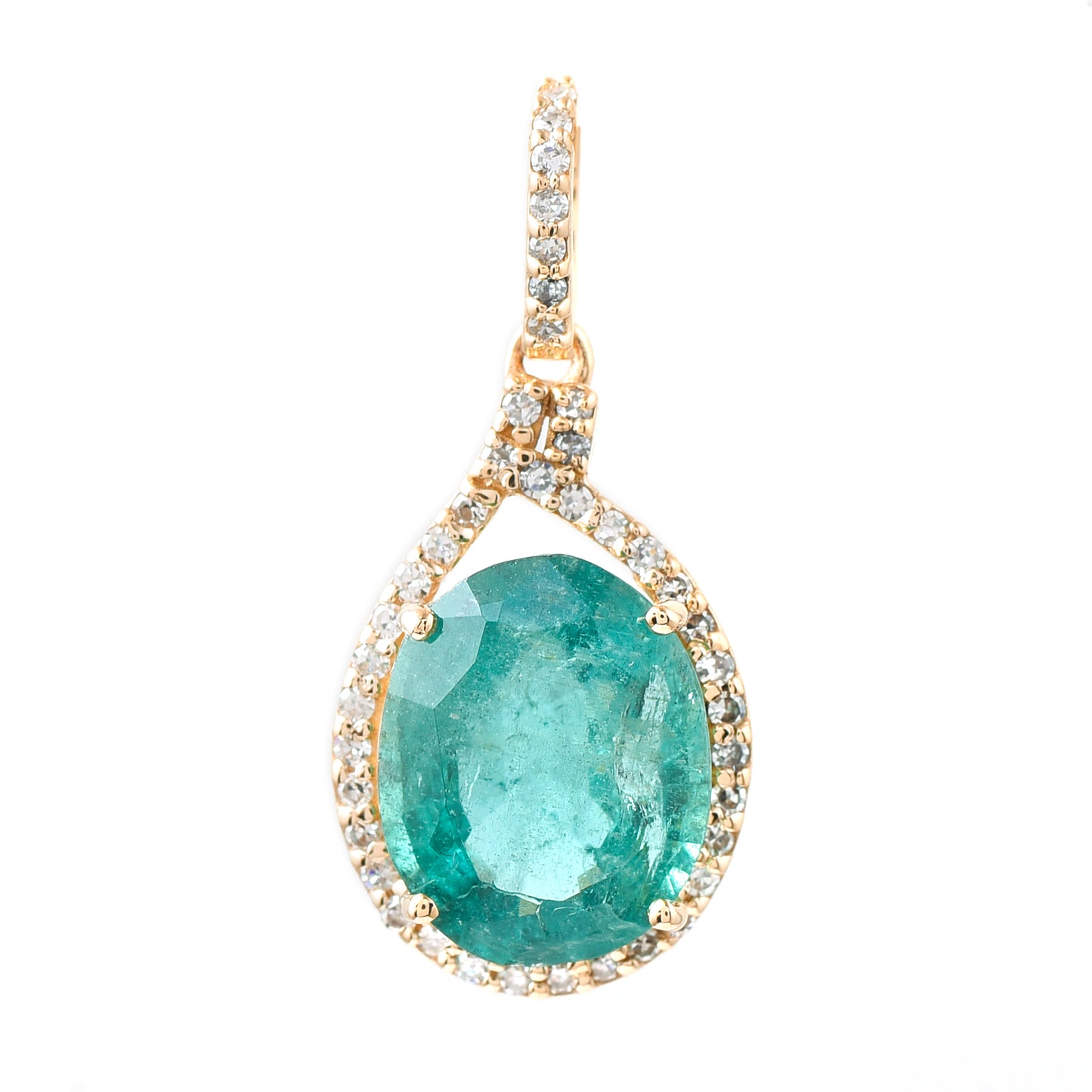2.38 Ct Oval Emerald 14K Gold Pendant