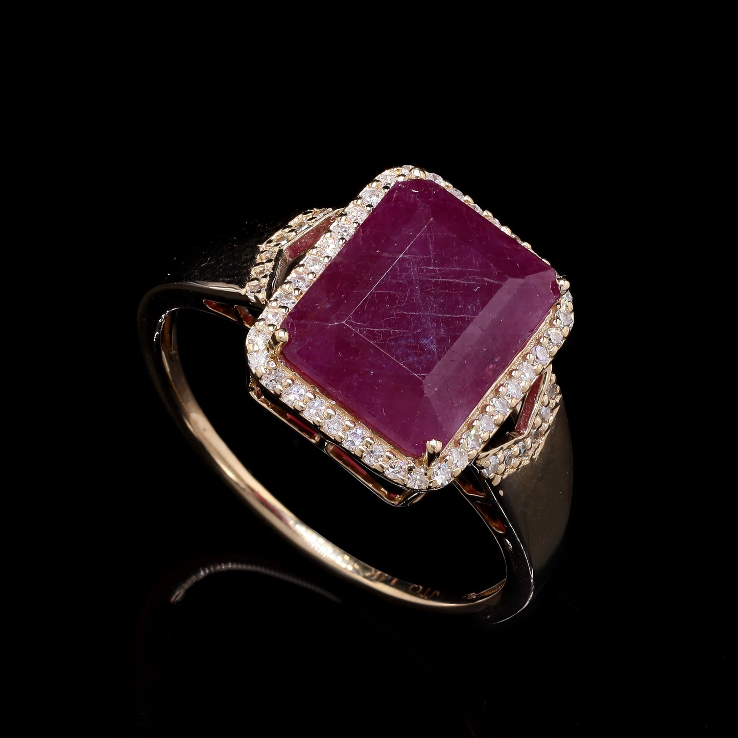 4.63 Ct Octagon Step Cut Natural Ruby 14K Gold Ring