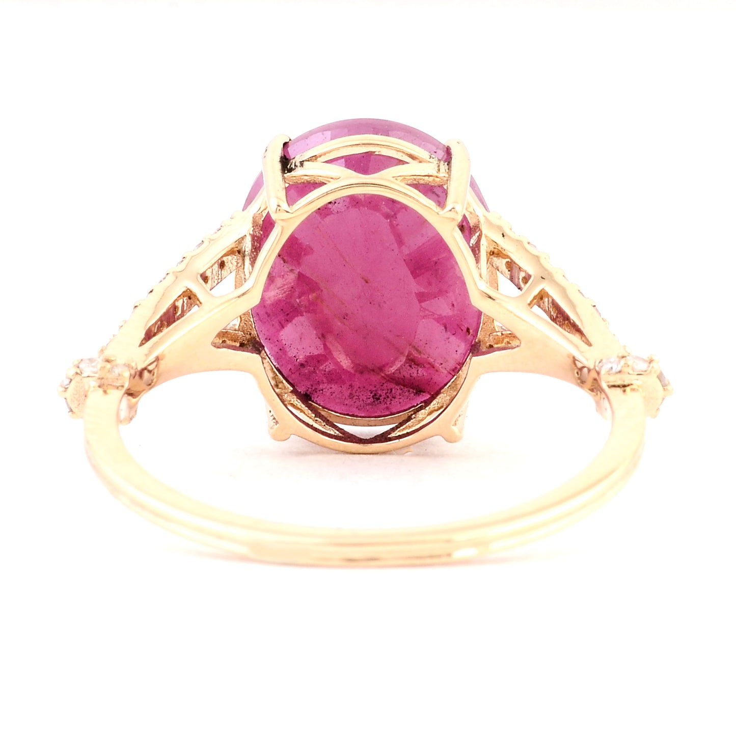 5.28 Ct Oval Mixed Cut Natural Corundum Ruby 14K Gold Ring
