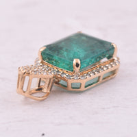 3.22 Ct Octagon Step Cut Natural Emerald 14K Gold Pendant