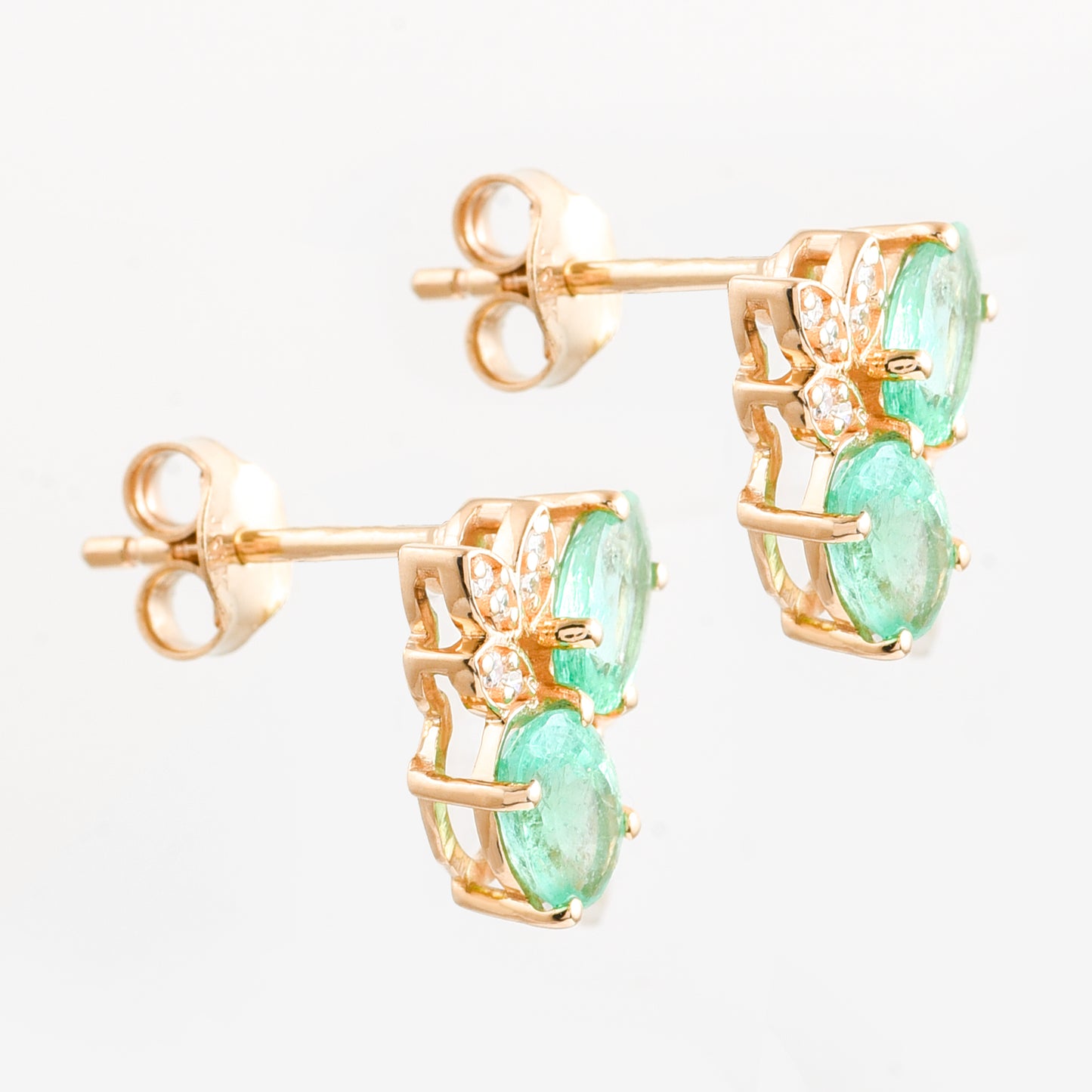 1.50 Ct Oval Mixed Cut Natural Emerald 14K Gold Earrings