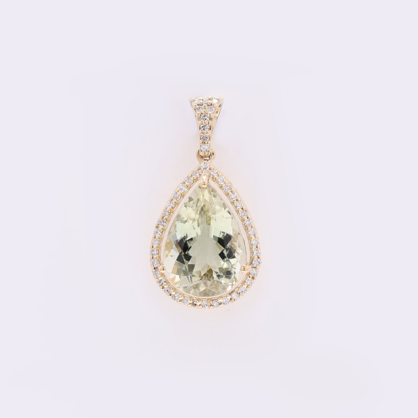 3.30 Ct Pear Mixed Cut Natural Sunstone 14K Gold Pendant