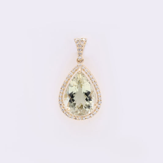 3.30 Ct Pear Mixed Cut Natural Sunstone 14K Gold Pendant