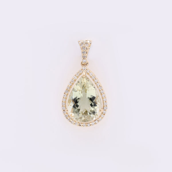 3.30 Ct Pear Mixed Cut Natural Sunstone 14K Gold Pendant