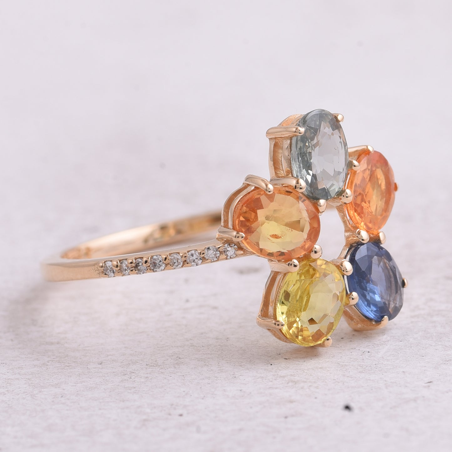 1.80 Ct Oval Natural Multi-Coloured Sapphire 14K Gold Ring