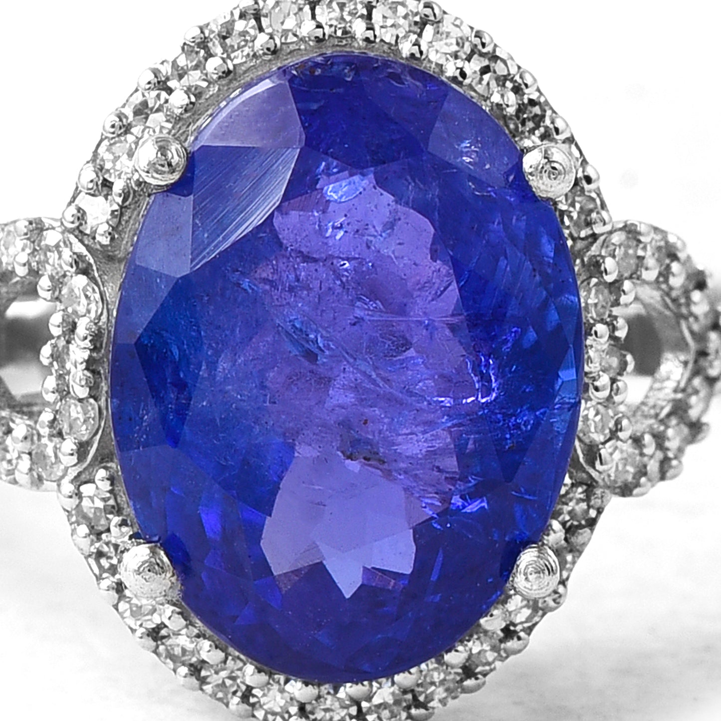3.10 Ct Oval Mixed Cut Natural Tanzanite 950 Platinum Ring