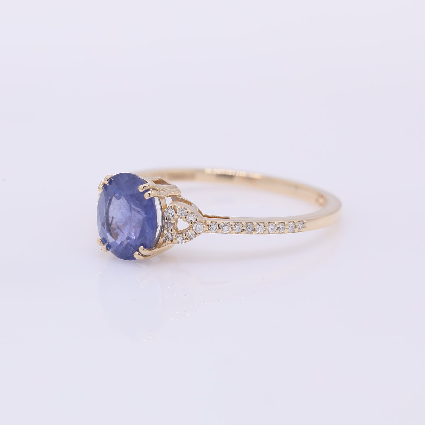 1.85 Ct Oval Mixed Cut Natural Sapphire 14K Gold Ring