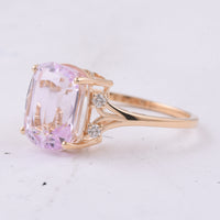 5.50 Ct Cushion Natural Kunzite 14K Gold Ring
