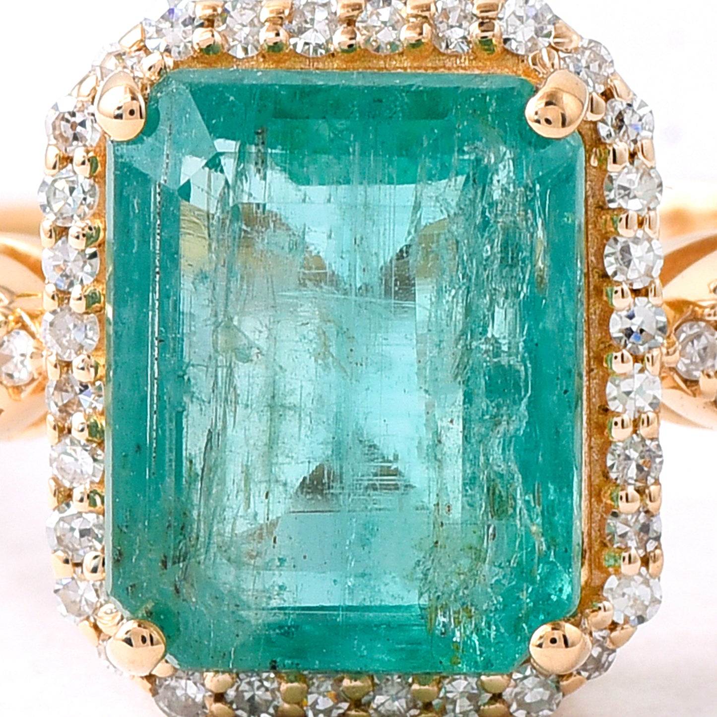 2.67 Ct Octagon Step Cut Natural Emerald 14K Gold Ring
