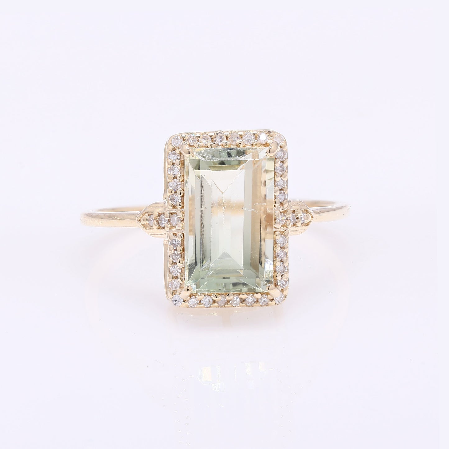 2.51 Ct Rectangular Step Cut Natural Plagioclase Feldspar Sunstone 14K Gold Ring