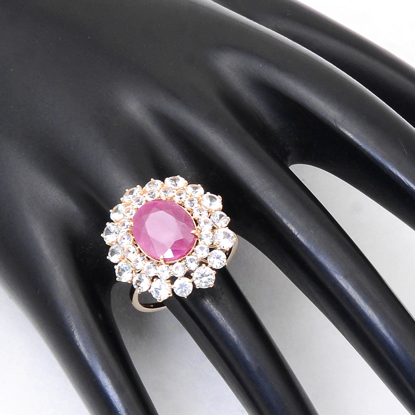 7.49 Ct Oval Mixed Cut Natural Corundum Ruby 14K Gold Ring