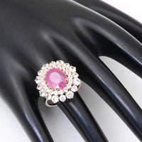 7.49 Ct Oval Mixed Cut Natural Corundum Ruby 14K Gold Ring