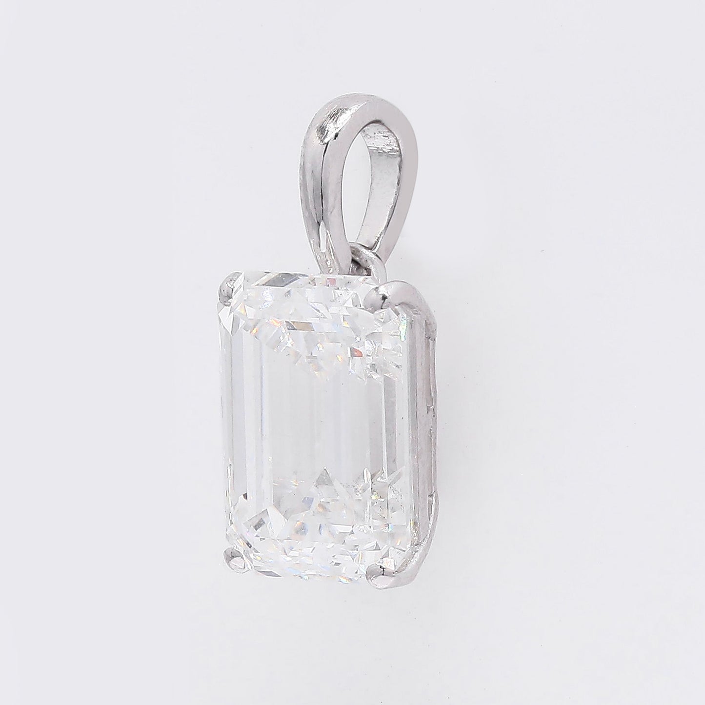 2.96 Ct Emerald Cut Lab Grown Diamond 950 Platinum Pendant
