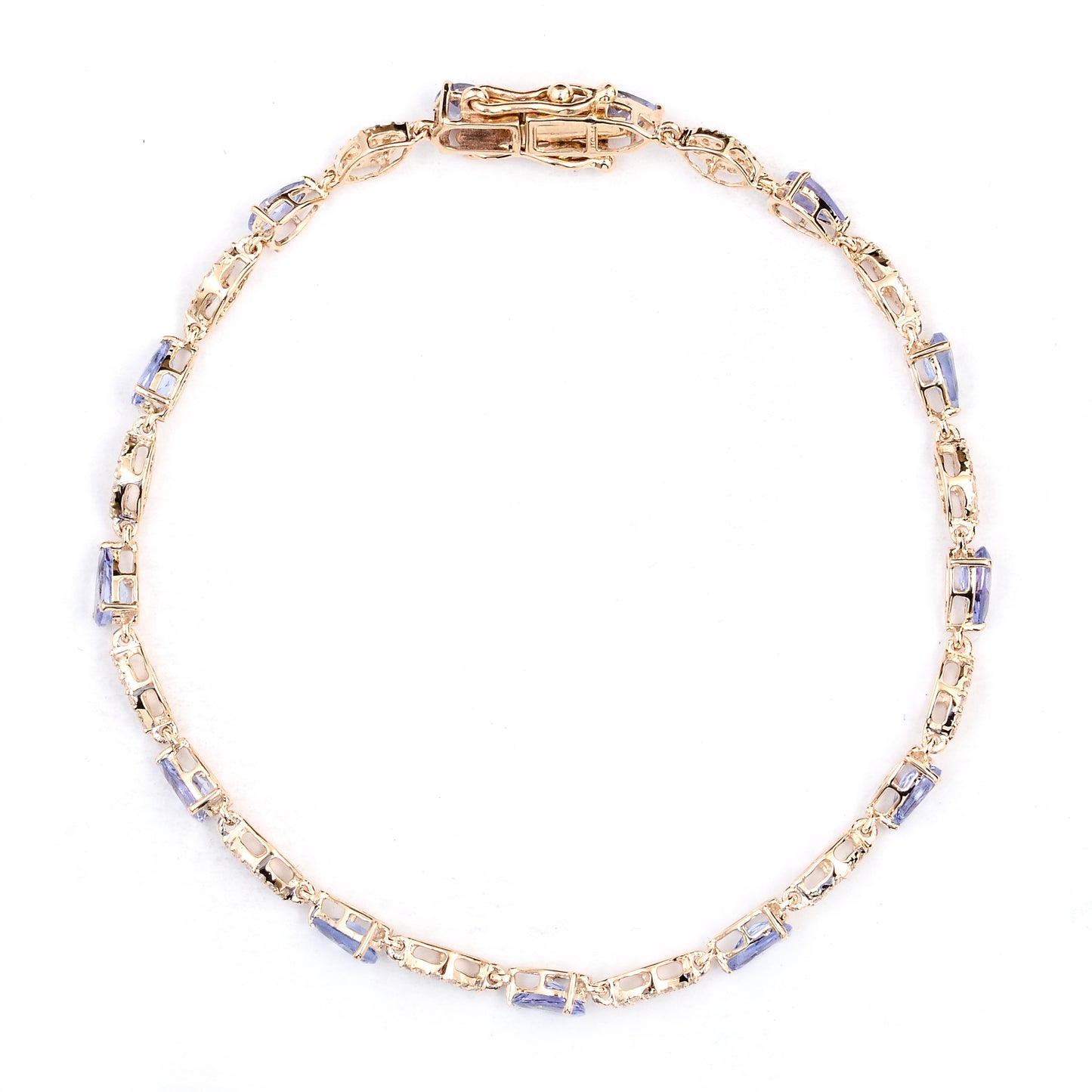 3.16 Ct Pear Tanzanite 14K Gold Bracelet