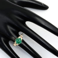2.23 Ct Round Carving Natural Beryl Emerald 14K Gold Ring