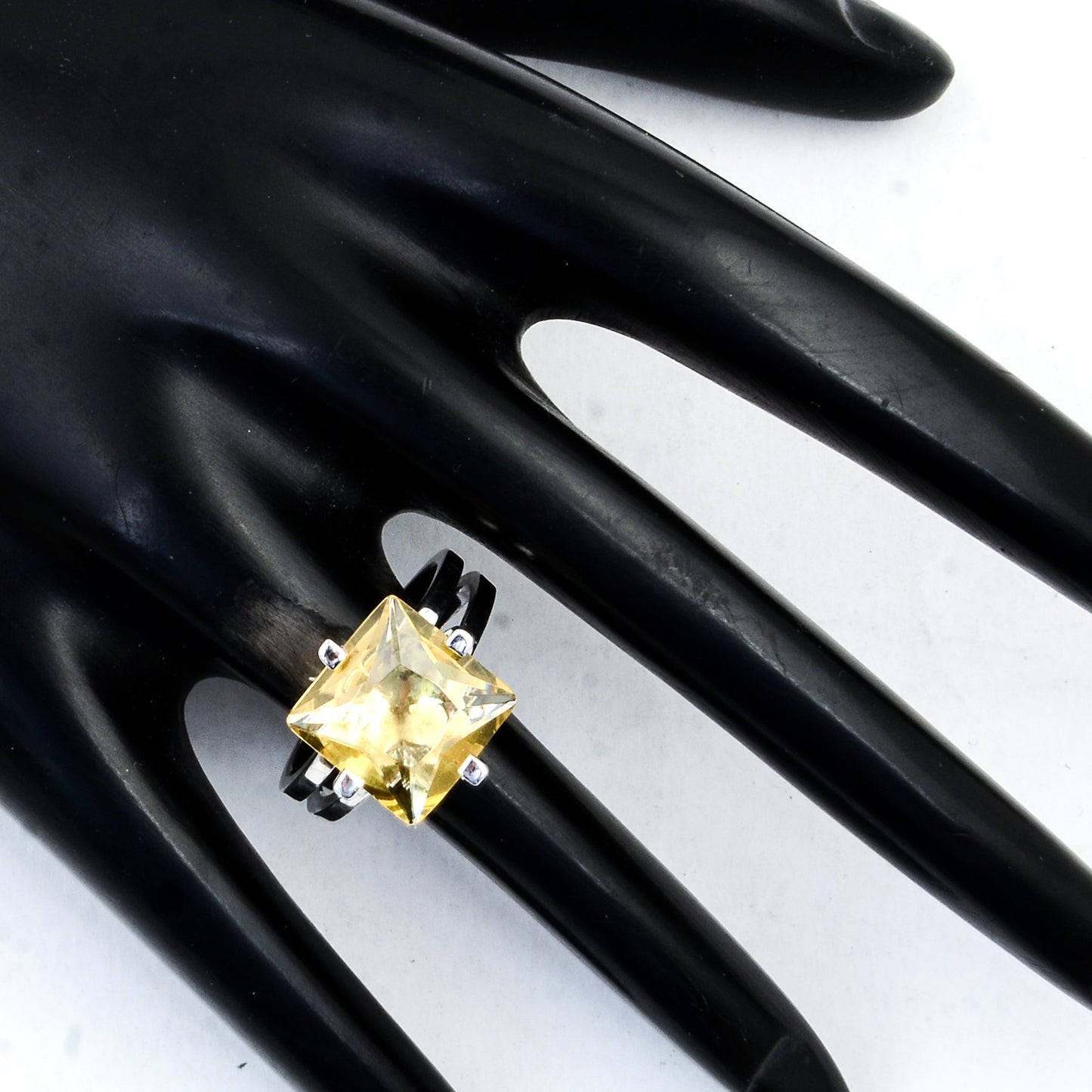 6.51 Ct Created Citrine 925 Sterling Silver Ring