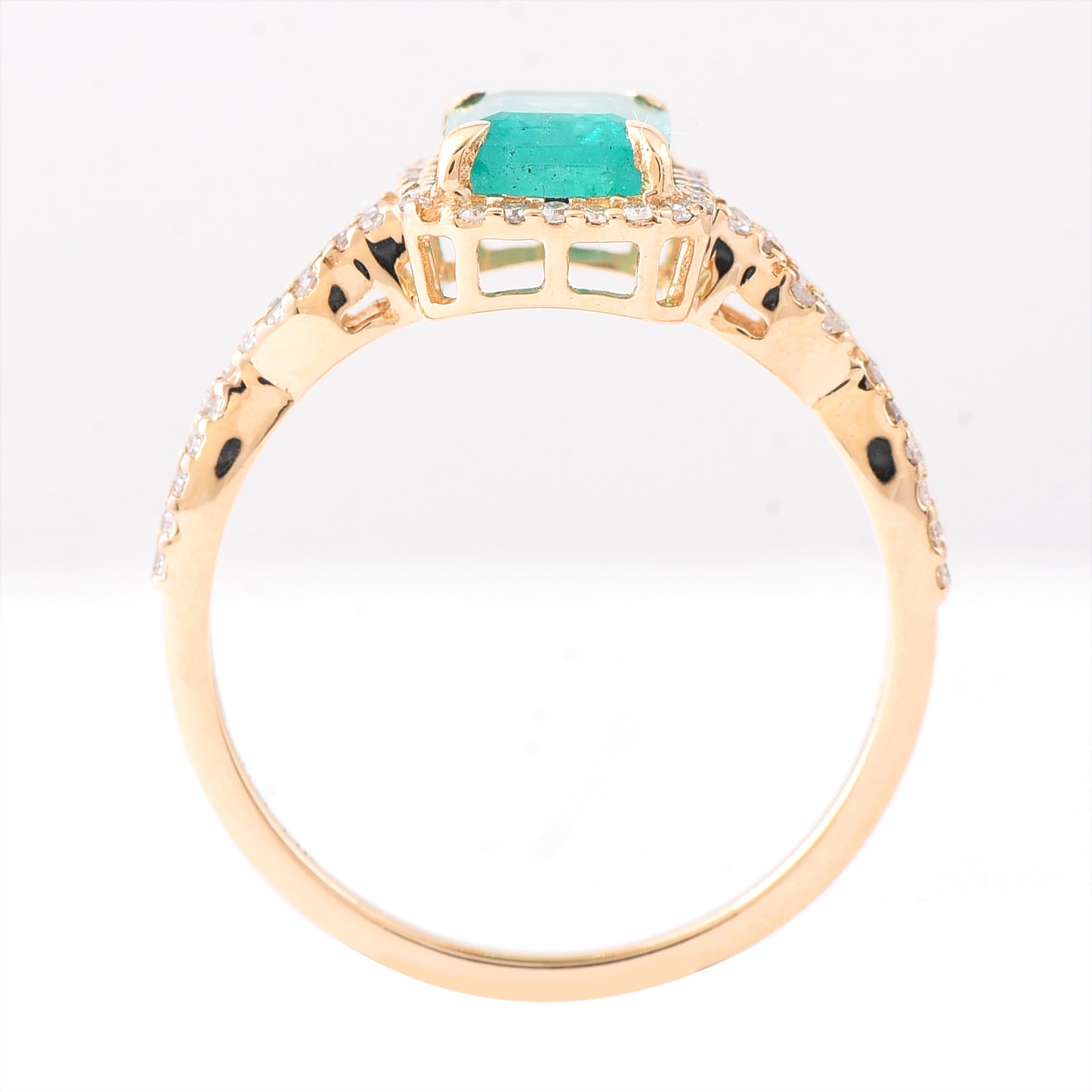 1.46 Ct Octagon Step Cut Natural Emerald 14K Gold Ring