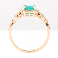 1.46 Ct Octagon Step Cut Natural Emerald 14K Gold Ring
