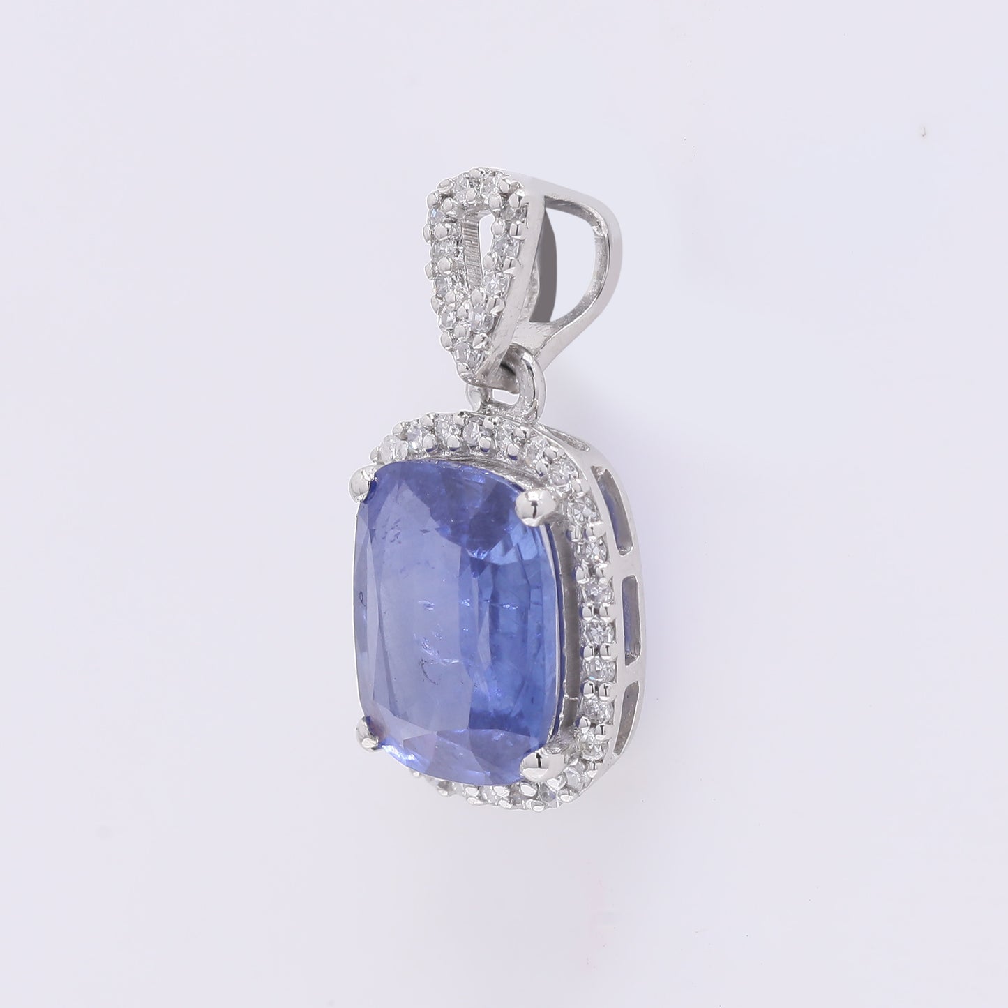 2.19 Ct Cushion Mixed Cut Natural Sapphire 950 Platinum Pendant