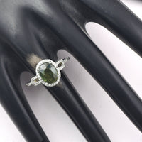 2.62 Ct Oval Mixed Cut Natural Green Sapphire 950 Platinum Ring