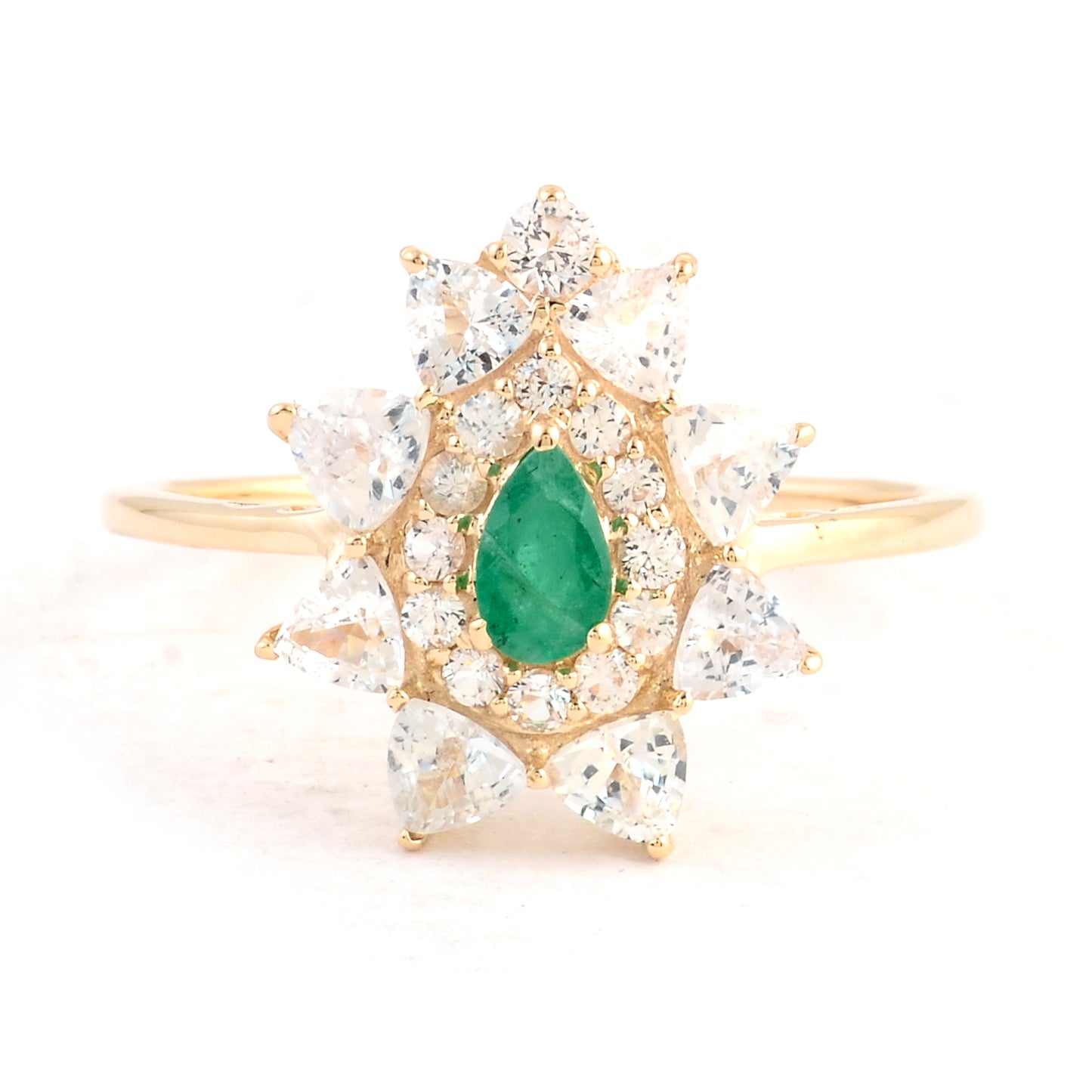 1.61 Ct Pear Emerald 14K Gold Ring