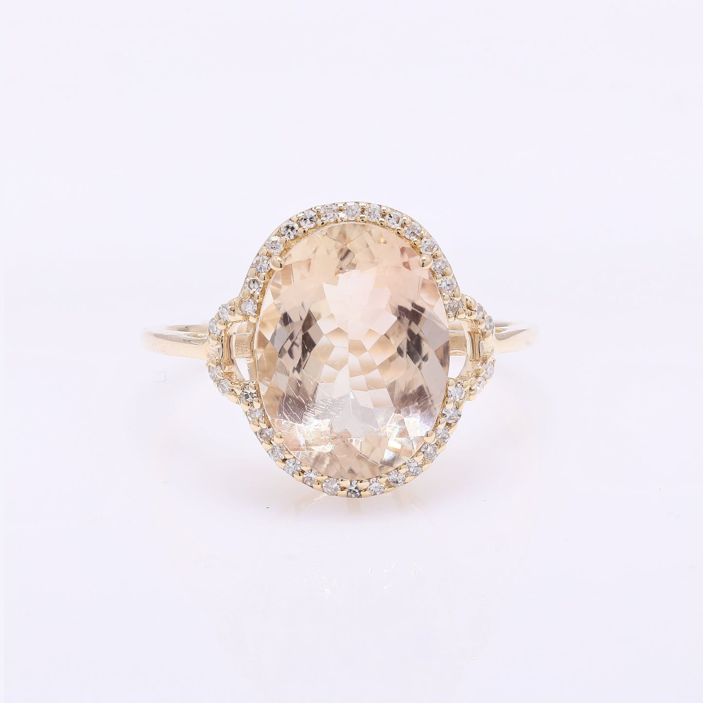 3.77 Ct Oval Mixed Cut Natural Plagioclase Feldspar Sunstone 14K Gold Ring