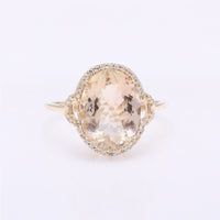 3.77 Ct Oval Mixed Cut Natural Plagioclase Feldspar Sunstone 14K Gold Ring