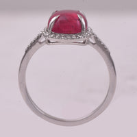 2.63 Ct Cushion Cabochon Cut Natural Pink Tourmaline 950 Platinum Ring