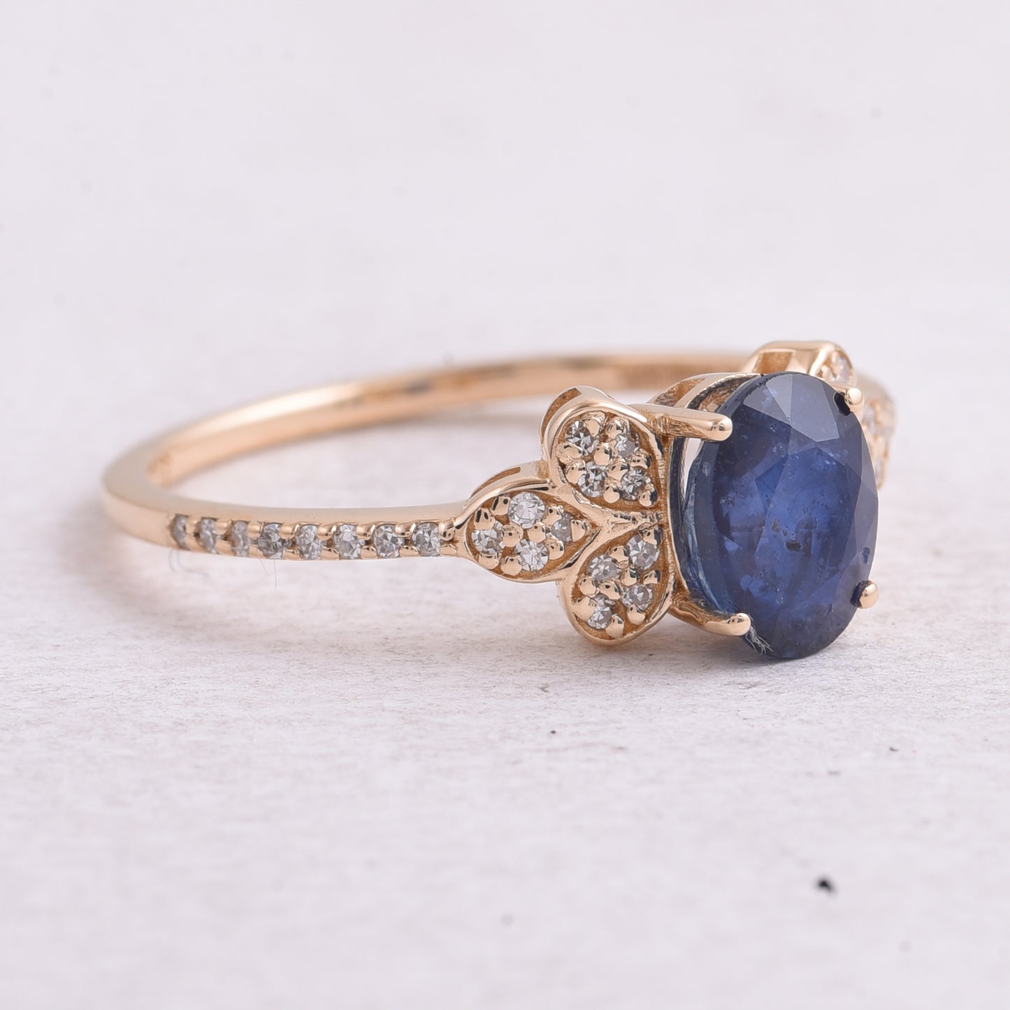 1.49 Ct Oval Mixed Cut Natural Sapphire 14K Gold Ring