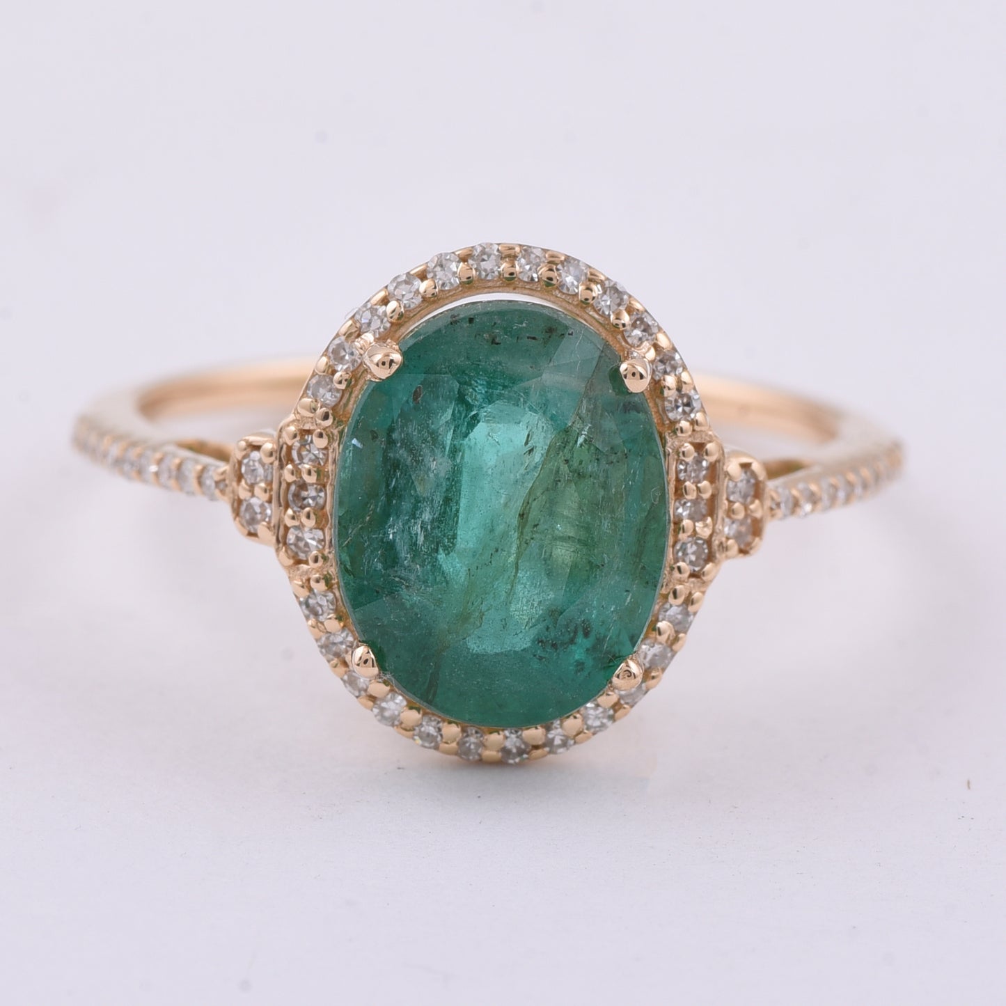 2.87 Ct Oval Natural Emerald 14K Gold Ring